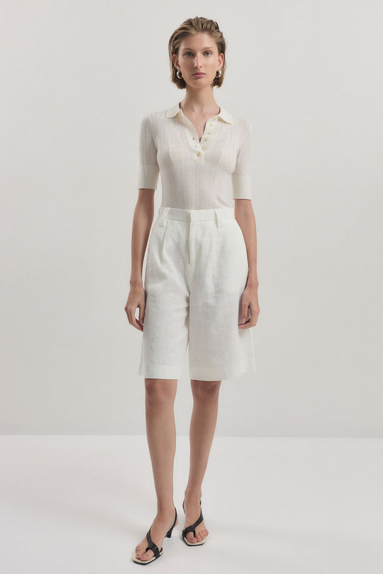 Mid Rise Tailored Bermuda Shorts