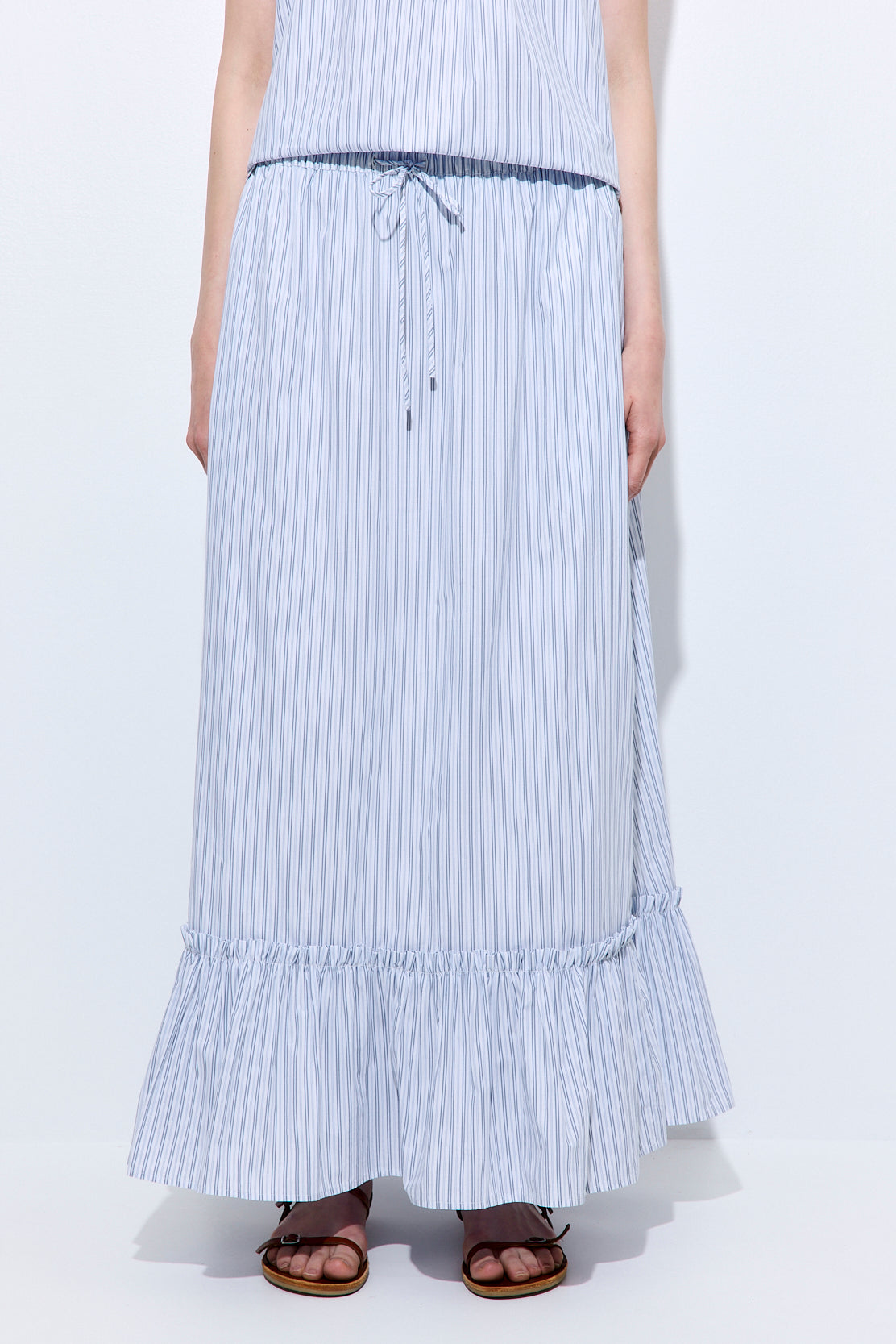 Ruffled Poplin Maxi Skirt