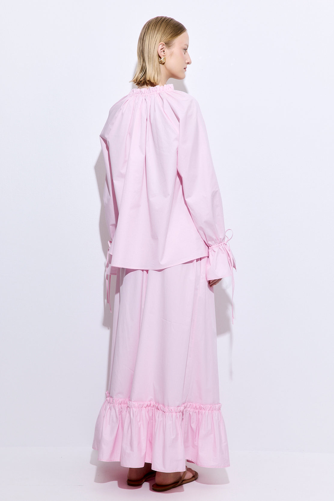 Ruffled Poplin Maxi Skirt