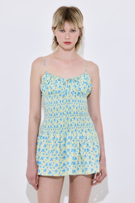 Shirred Straps Mini Dress