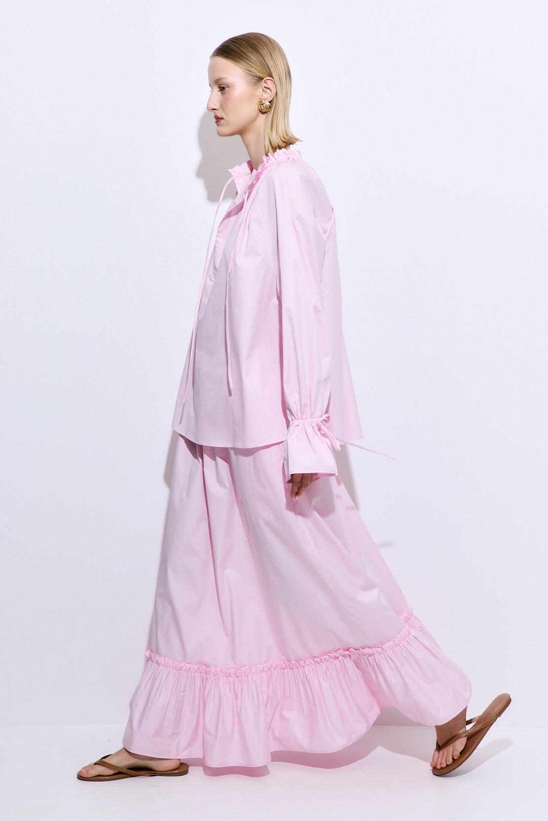 Ruffled Poplin Maxi Skirt