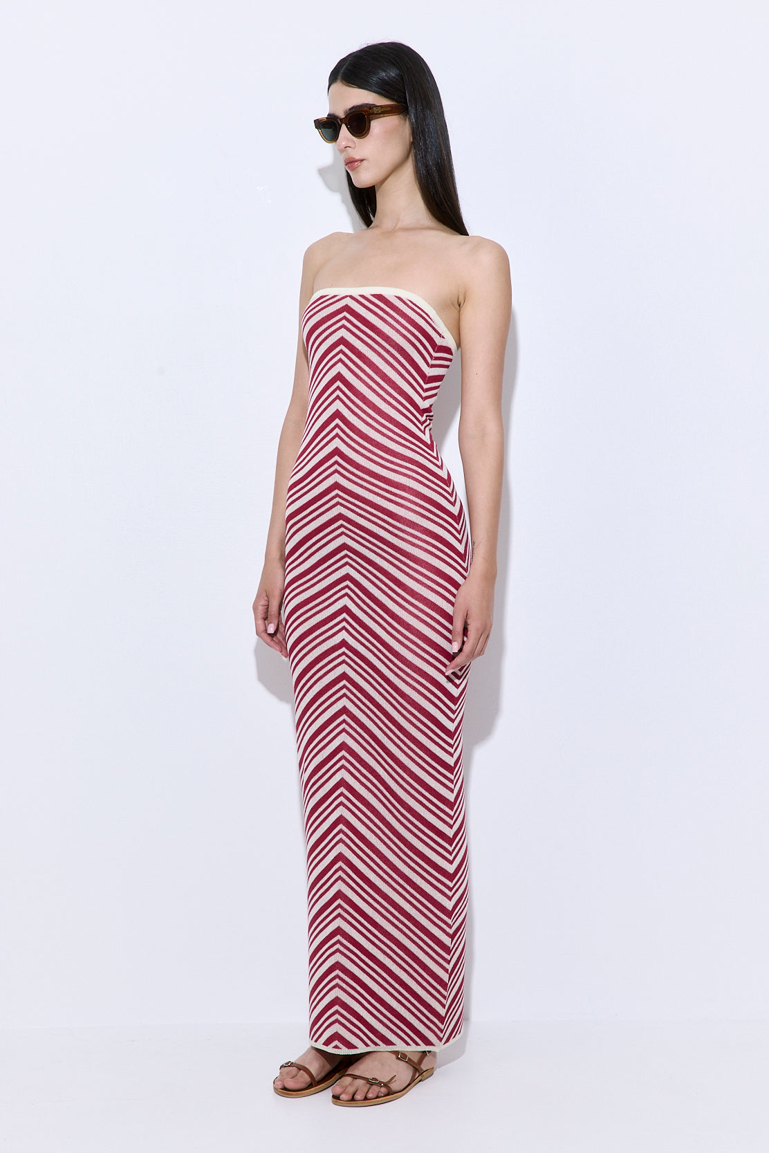 Pattern Knitted Strapless Dress