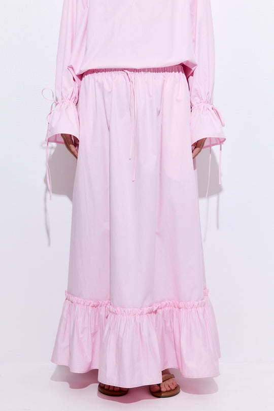 Ruffled Poplin Maxi Skirt