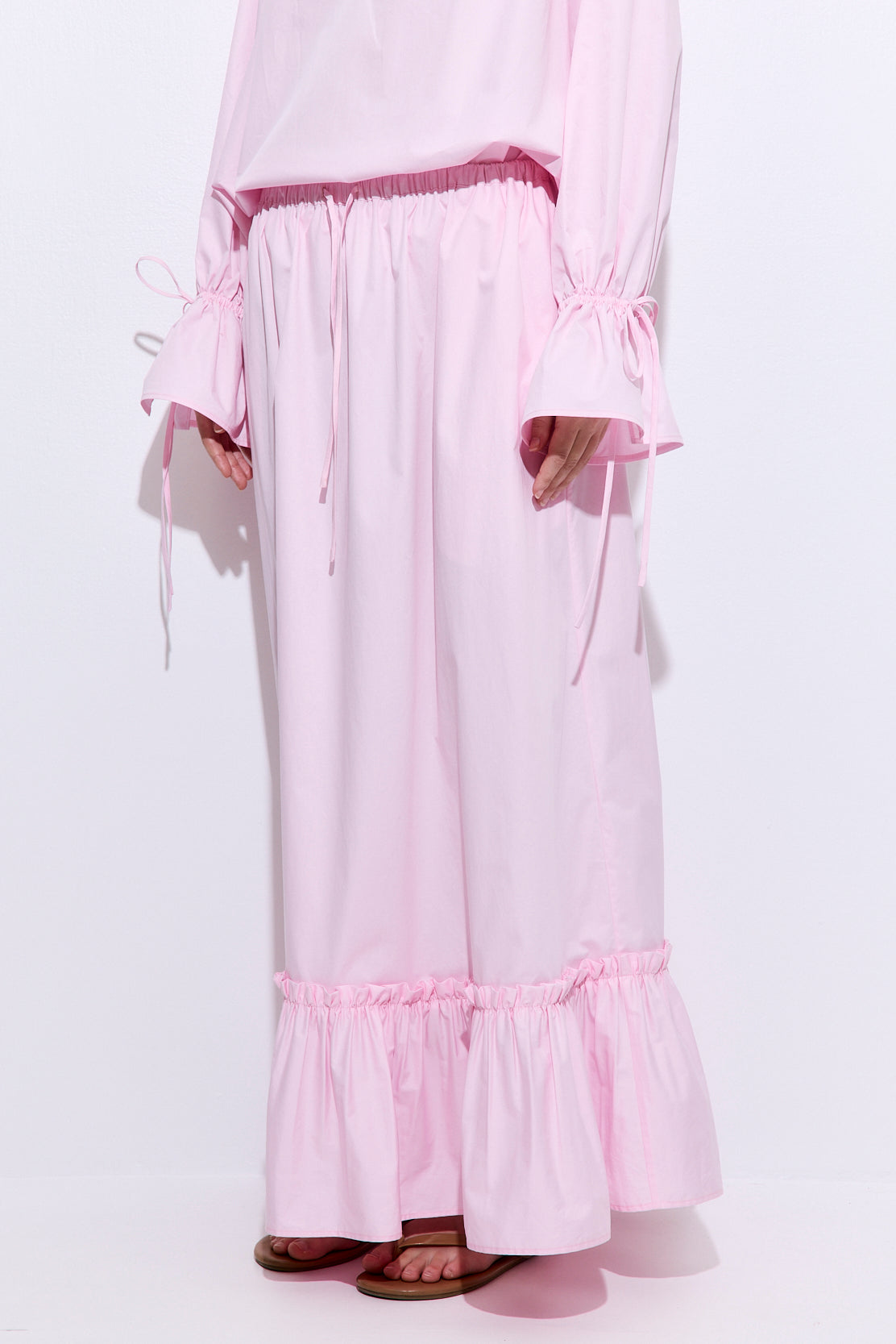Ruffled Poplin Maxi Skirt