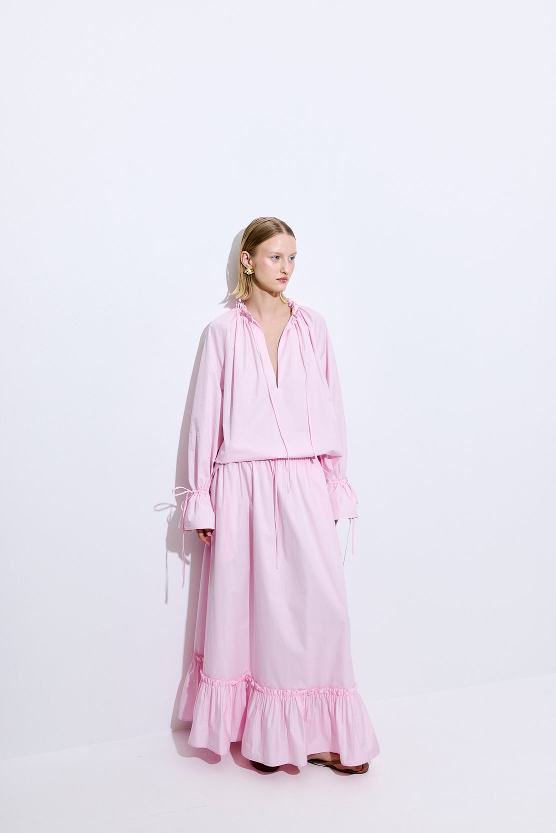 Ruffled Poplin Maxi Skirt