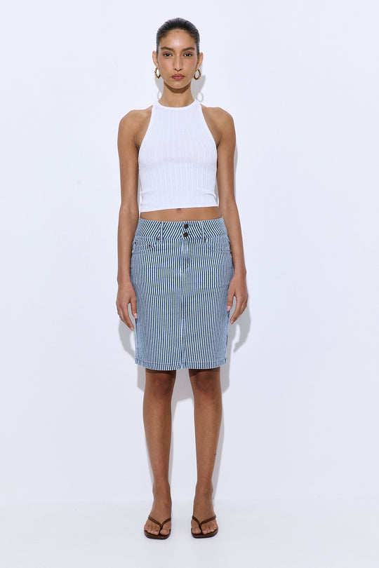 Drill Cotton Midi Skirt