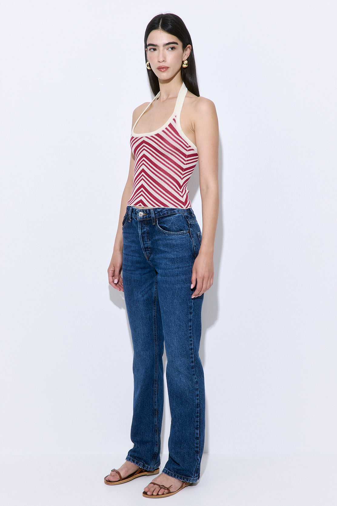 Pattern Knitted Halter Neck Top