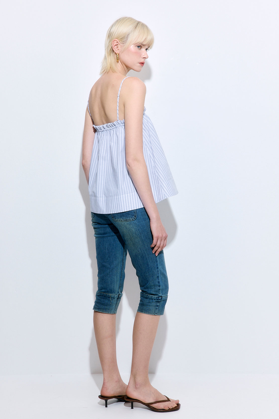 Ruffled Poplin Strappy Top
