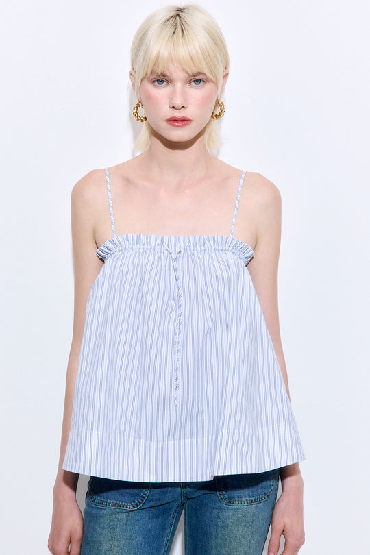 Ruffled Poplin Strappy Top