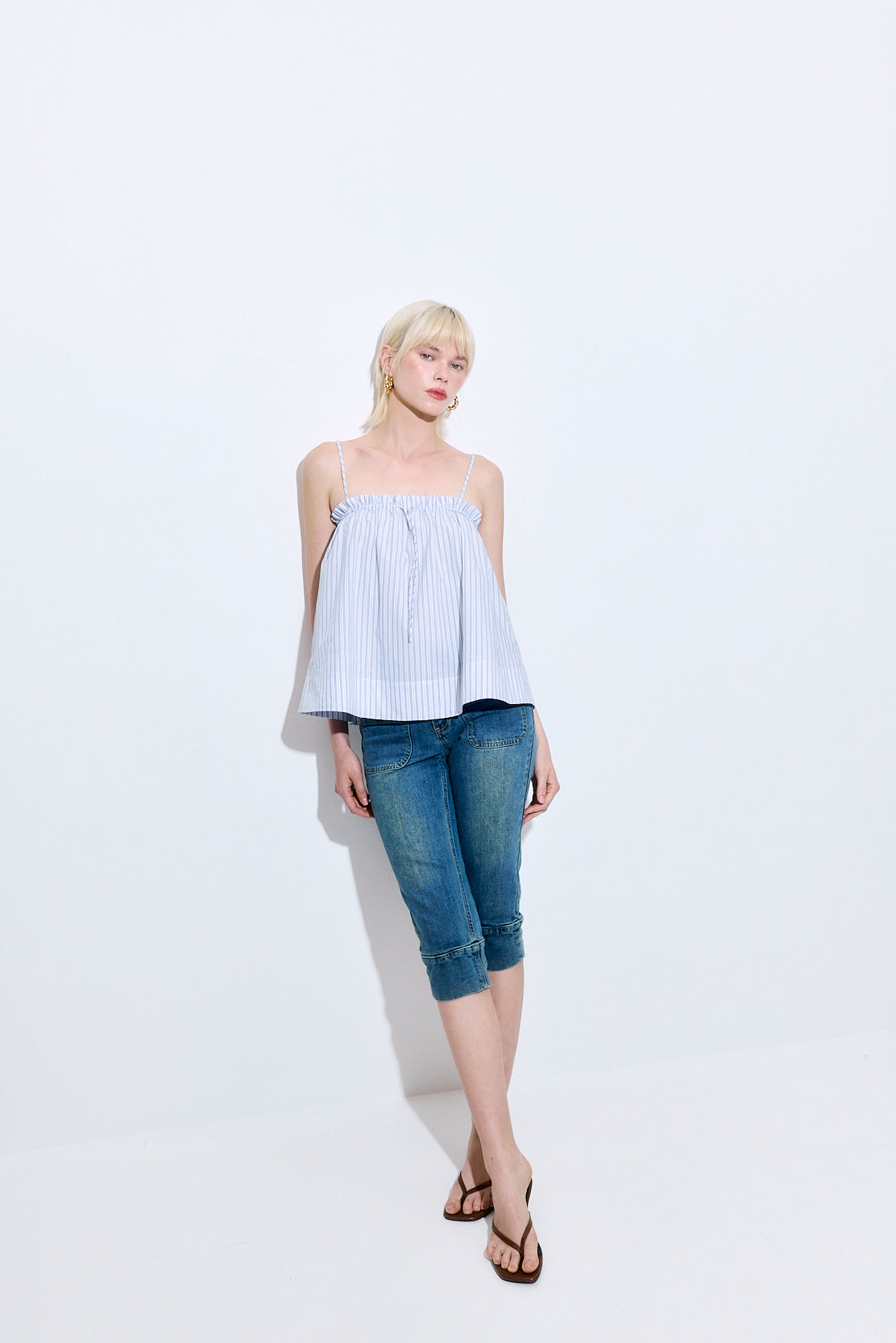 Ruffled Poplin Strappy Top