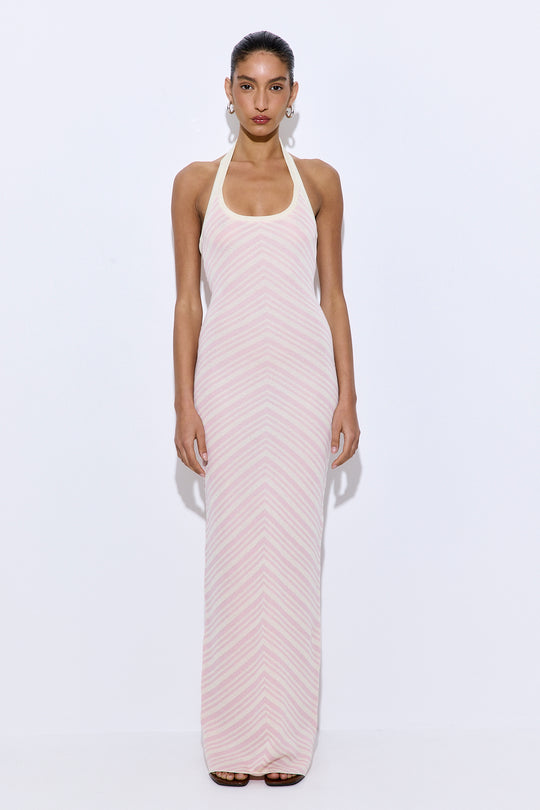 Pattern Knitted Halter Neck Dress