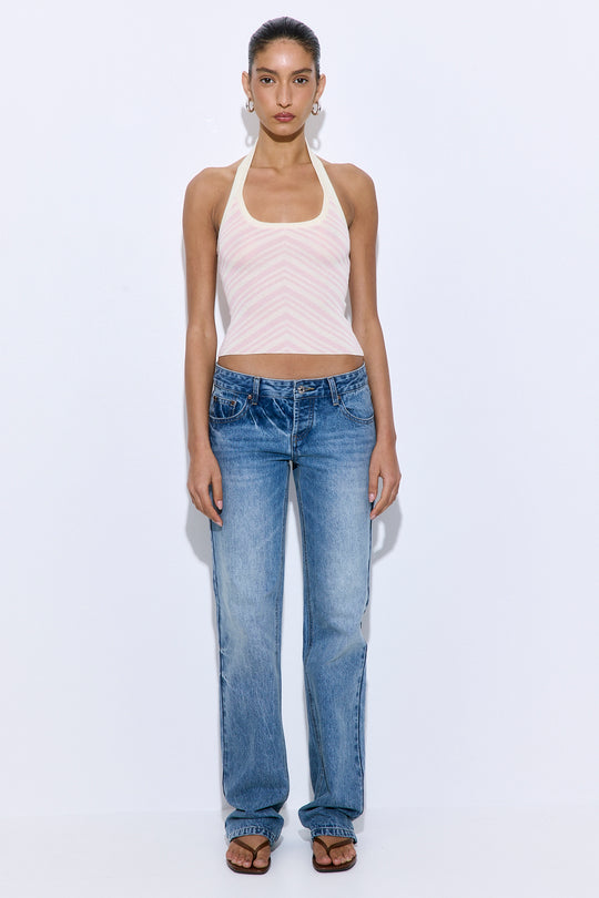 Pattern Knitted Halter Neck Top