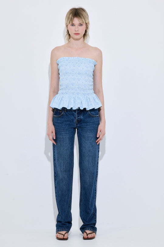 Strapless Shirred Top