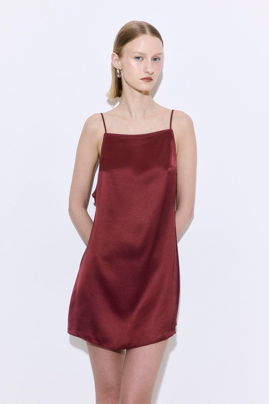 Satin Squared Neck Mini Dress