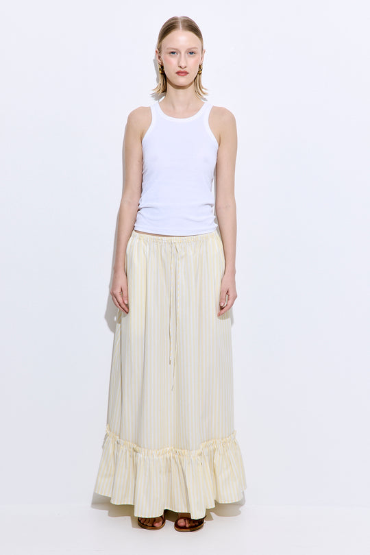 Ruffled Poplin Maxi Skirt