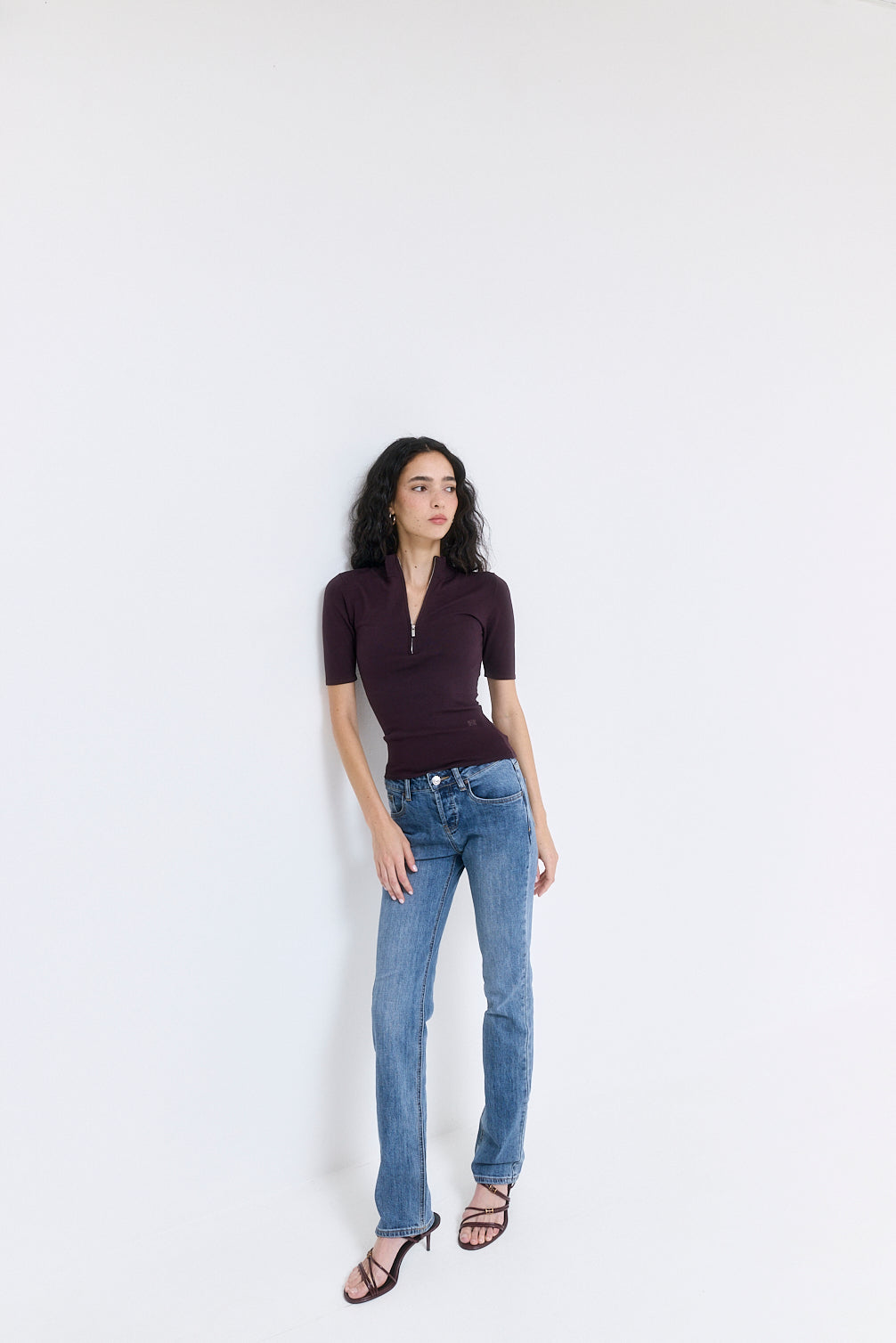 Mid Sleeved Zipper Knit