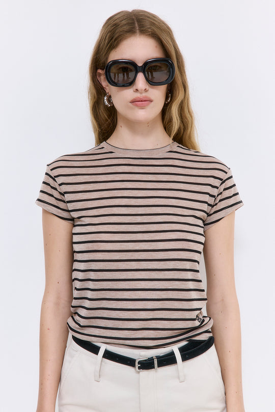 Striped Cup Sleeve Tee