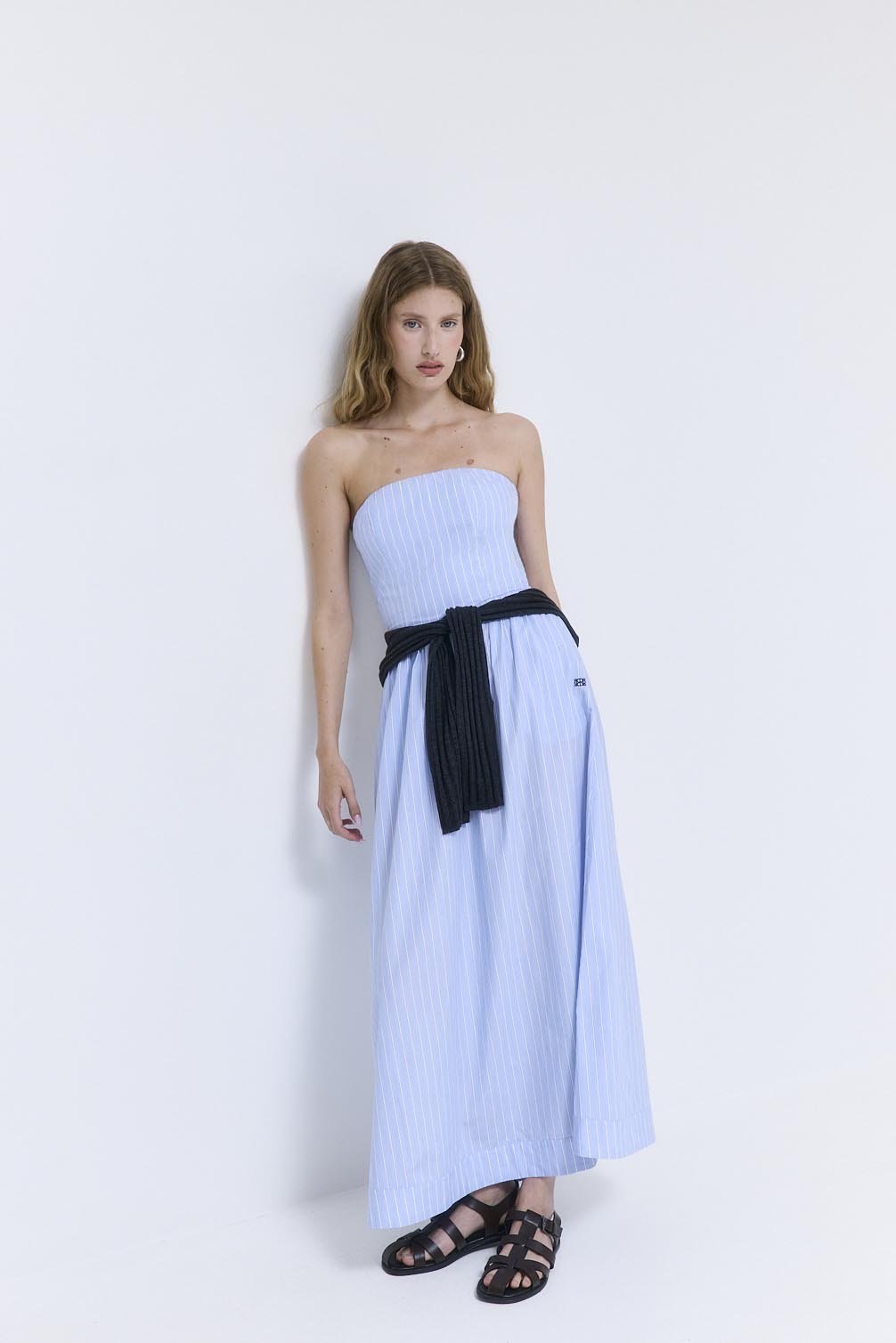 Strapless Corset Poplin Maxi Dress