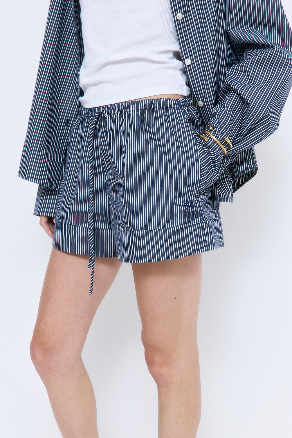 Striped Poplin Shorts