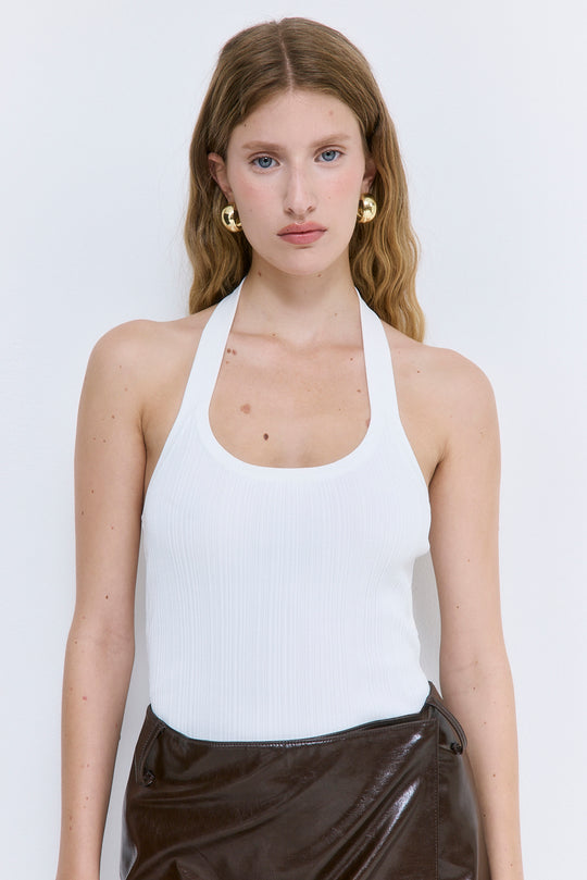 Ribbed Halter Neck Tank Top