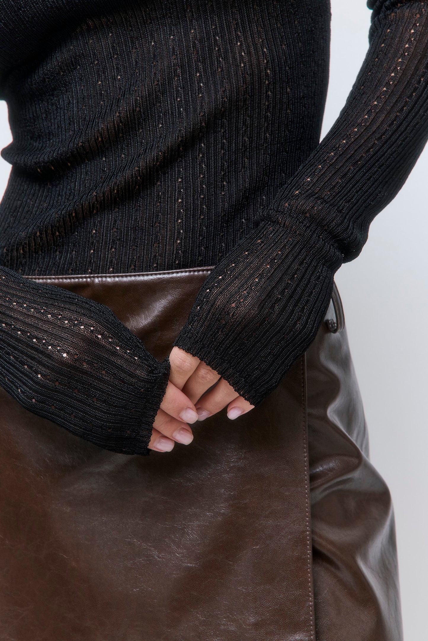 Semi Sheer Crochet Crewneck