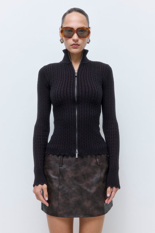 Fitted Cable Knit Cardigan