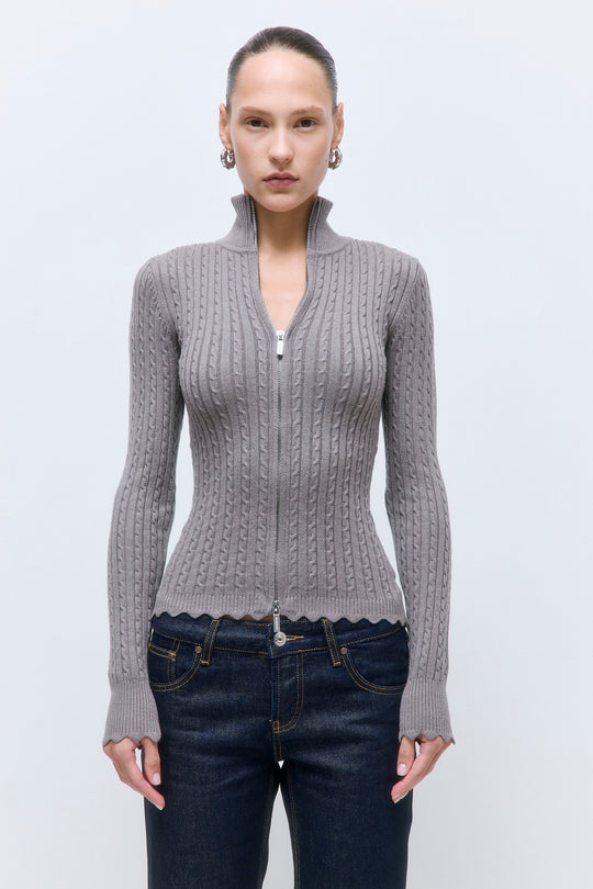 Fitted Cable Knit Cardigan