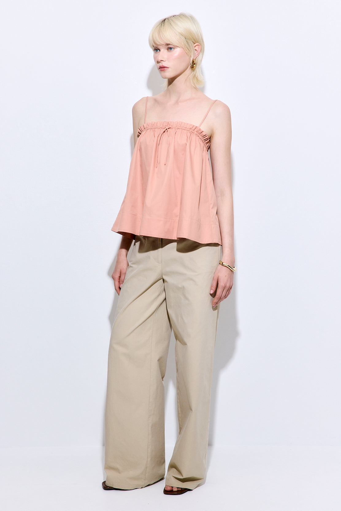 Ruffled Poplin Strappy Top