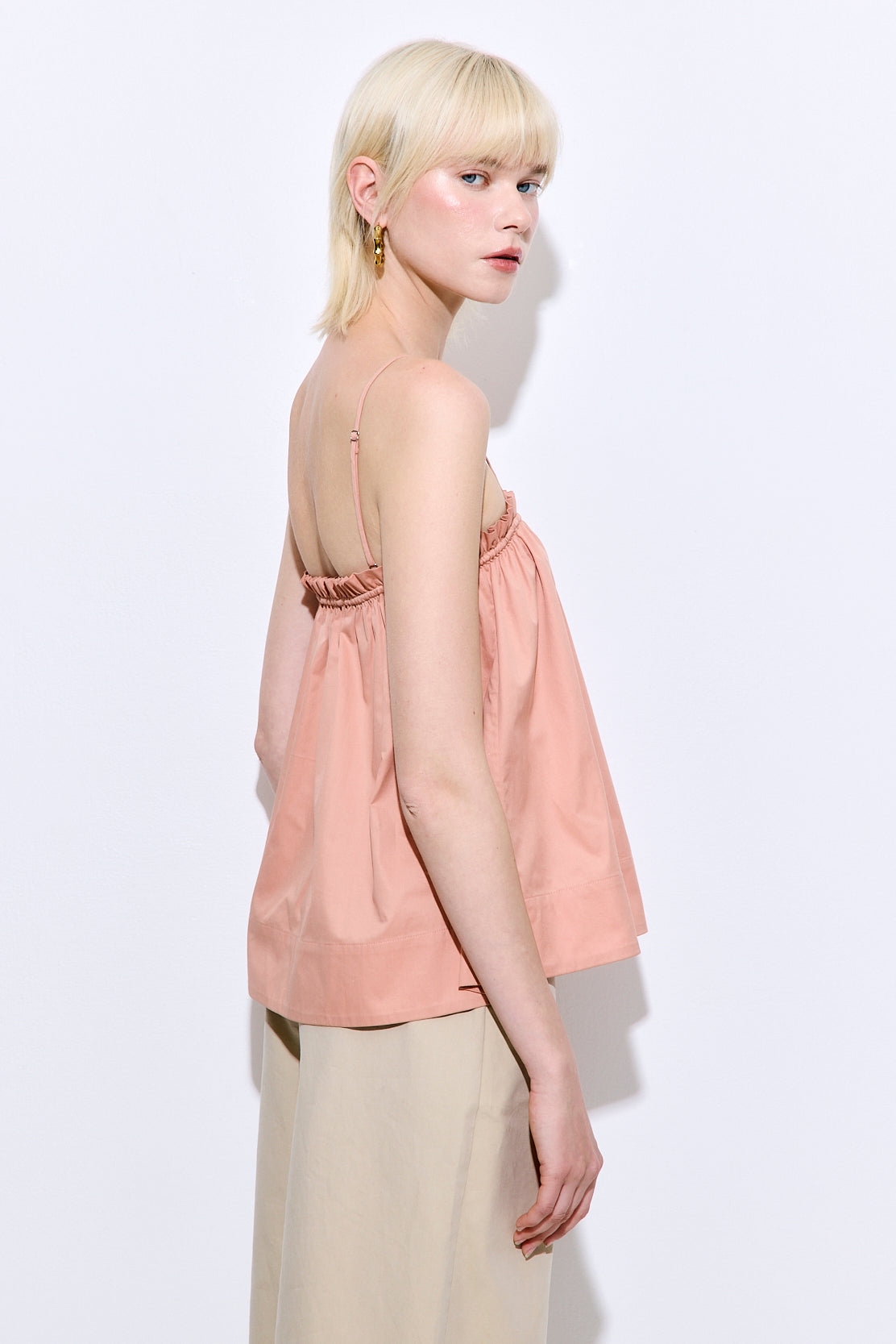 Ruffled Poplin Strappy Top