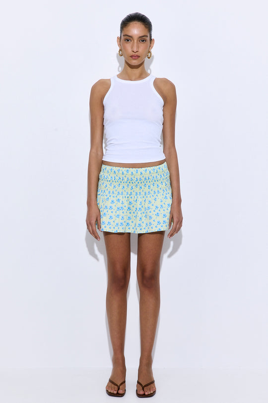 Shirred Waist Mini Skirt