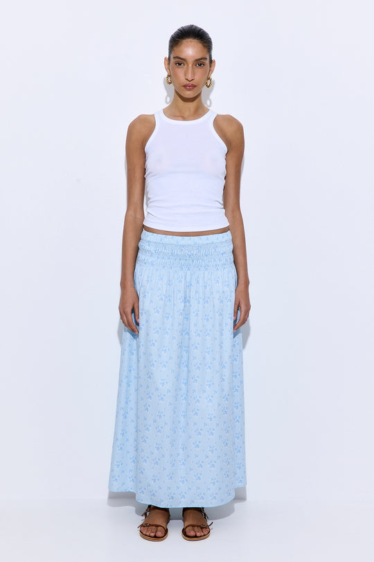 Shirred Waist Maxi Skirt