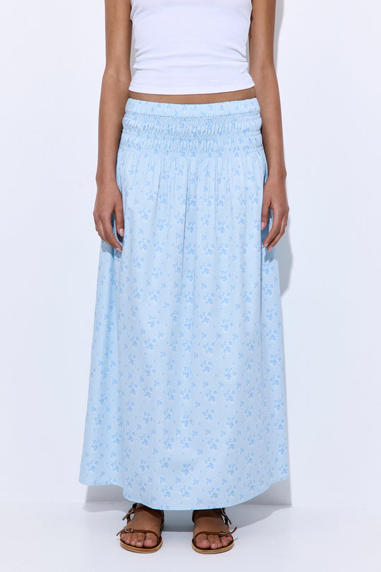 Shirred Waist Maxi Skirt