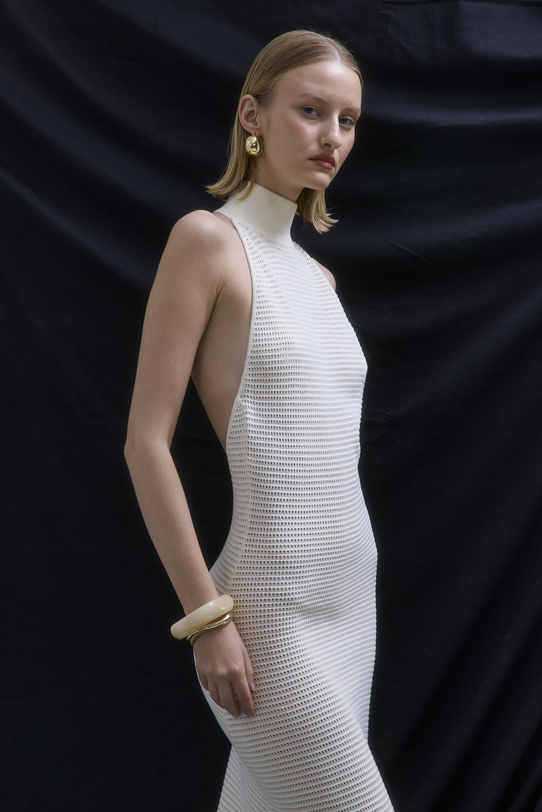 Crochet Turtle Neck Maxi Dress