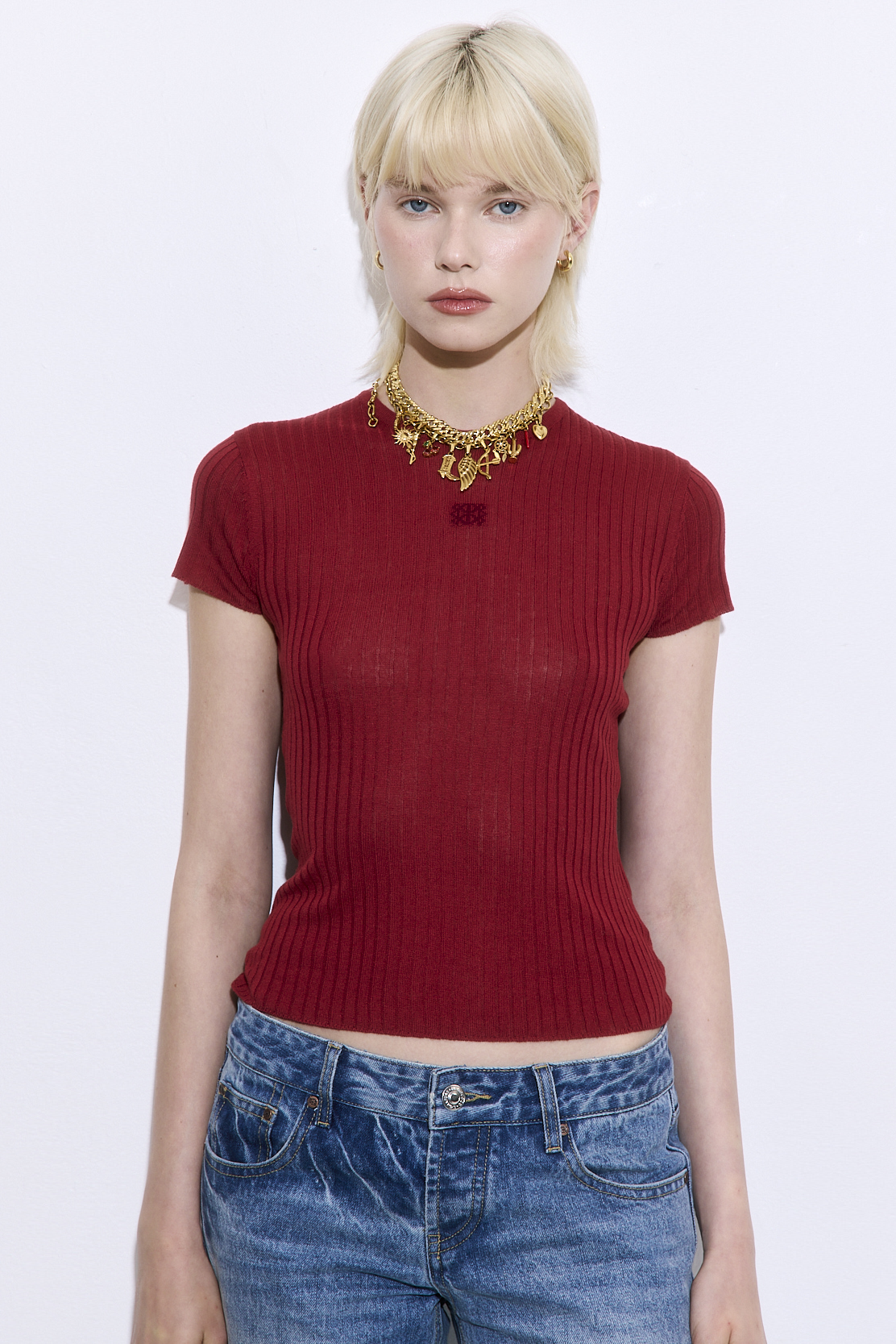 Sheer Ribbed Logo Top