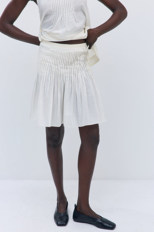 Semi Sheer Pleated Midi Skirt