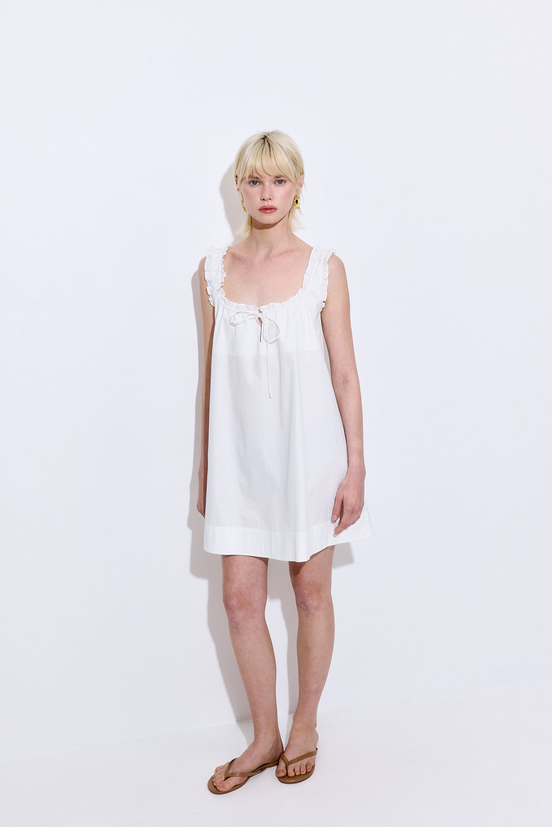 Ruffled Poplin Mini Dress