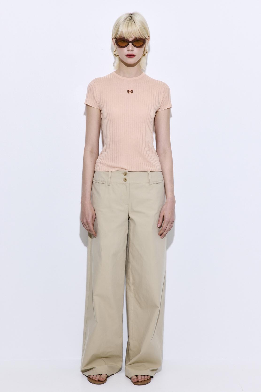 Sheer Ribbed Logo Top