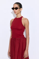 Ribbed Crew Neck Tank Top