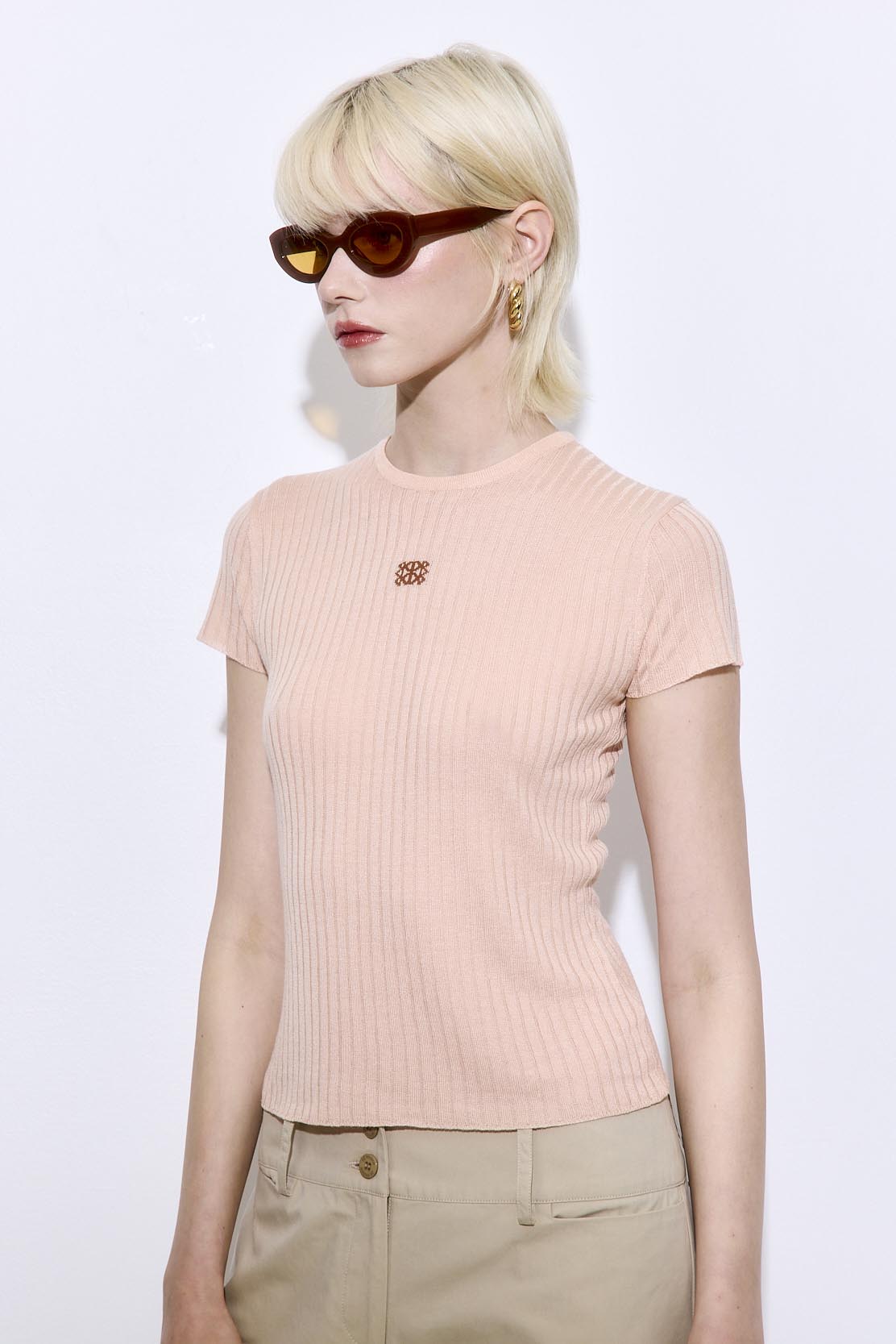Sheer Ribbed Logo Top