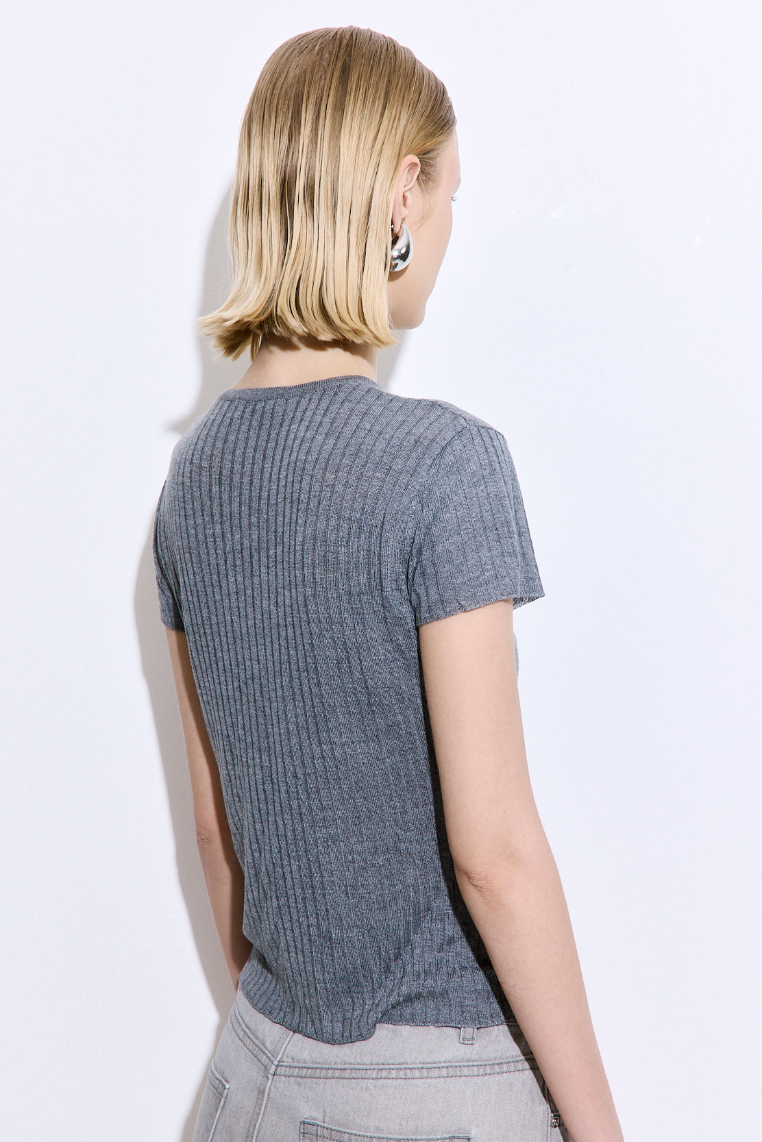 Sheer Ribbed Logo Top