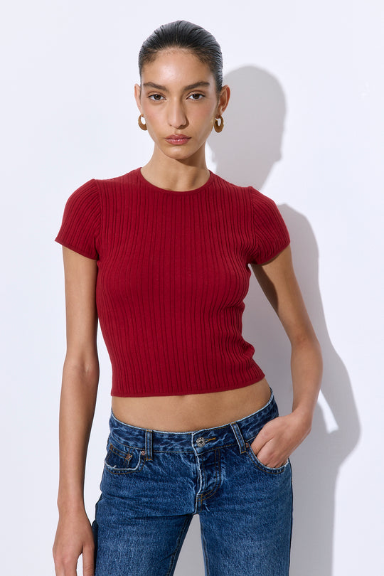 Ribbed Crew Neck Tee