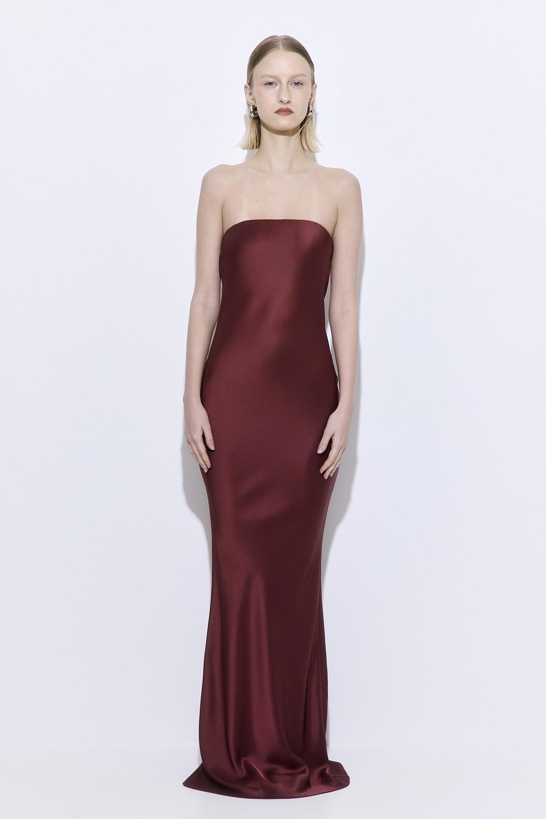 Satin Strapless Maxi Dress