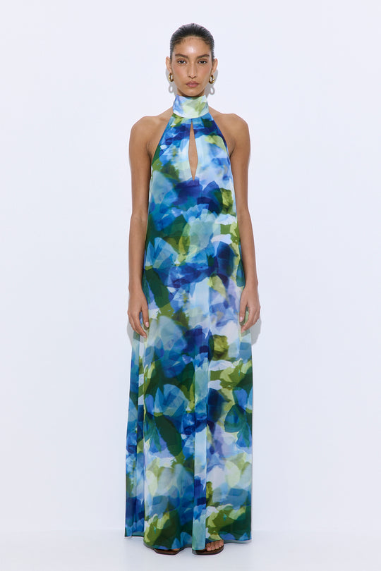 Semi Sheer Collar Maxi Dress