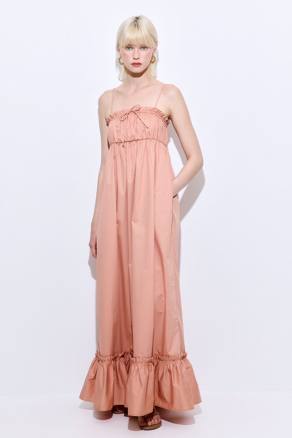 Ruffled Poplin Maxi Dress