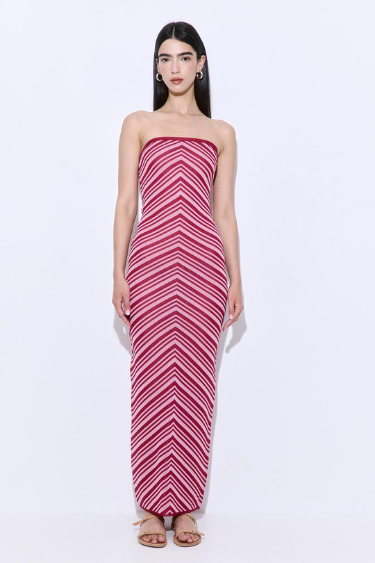 Pattern Knitted Strapless Dress