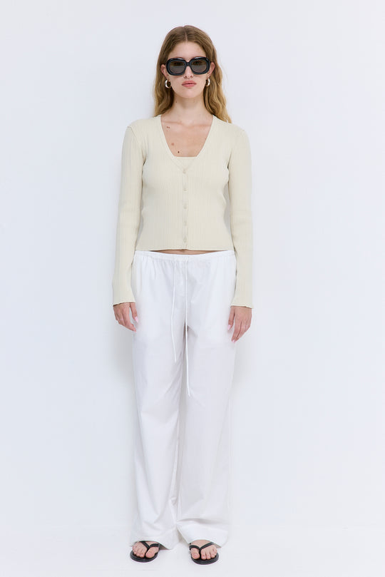 Ribbed V Neck Cardigan