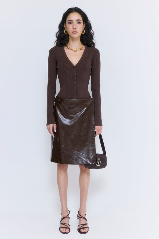 Ribbed V Neck Cardigan