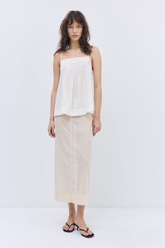Semi Sheer Pleated Flowy Tank Top