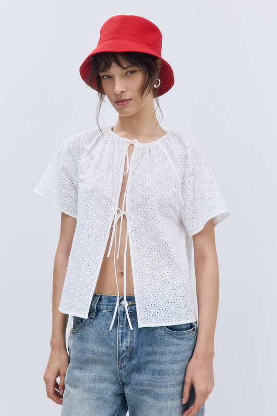 Embroidered Tie Top