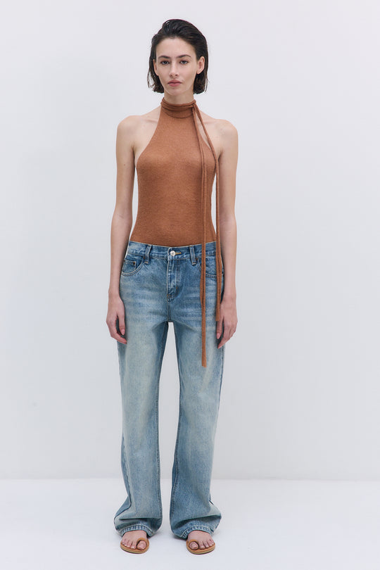 Fuzzy Sheer Scarf Halter Top